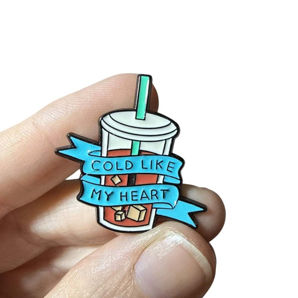 Cold Like My Heart Iced Coffee Enamel Pin Teacher Pins